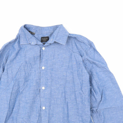 Select Homme Mens Blue    Button-Up Size 15.5