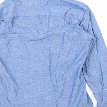 Select Homme Mens Blue    Button-Up Size 15.5