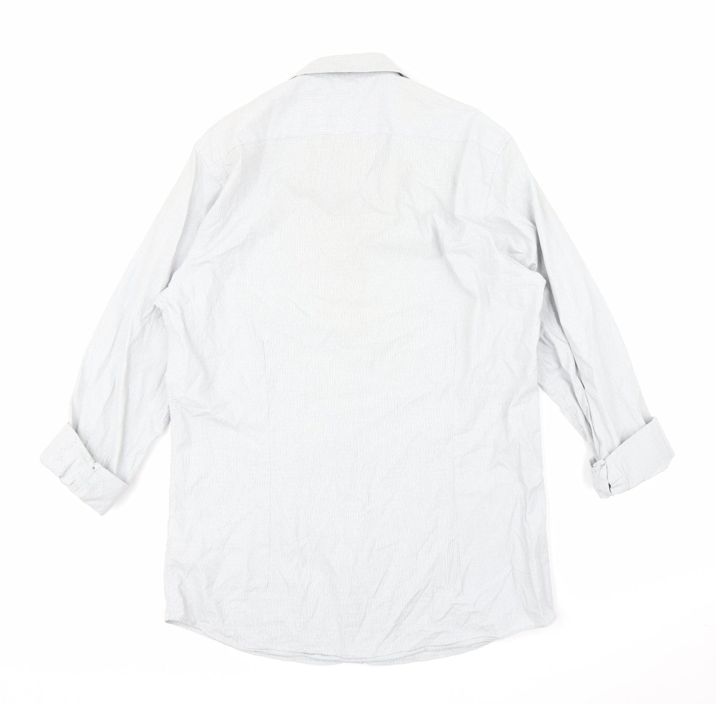 Mens UK Size 16 Cedar Wood State Grey  Button-Up Long Sleeve Casual Shirt