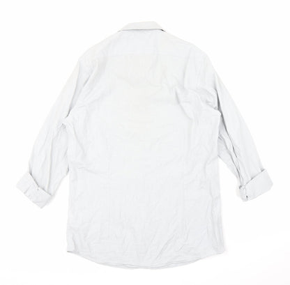 Mens UK Size 16 Cedar Wood State Grey  Button-Up Long Sleeve Casual Shirt