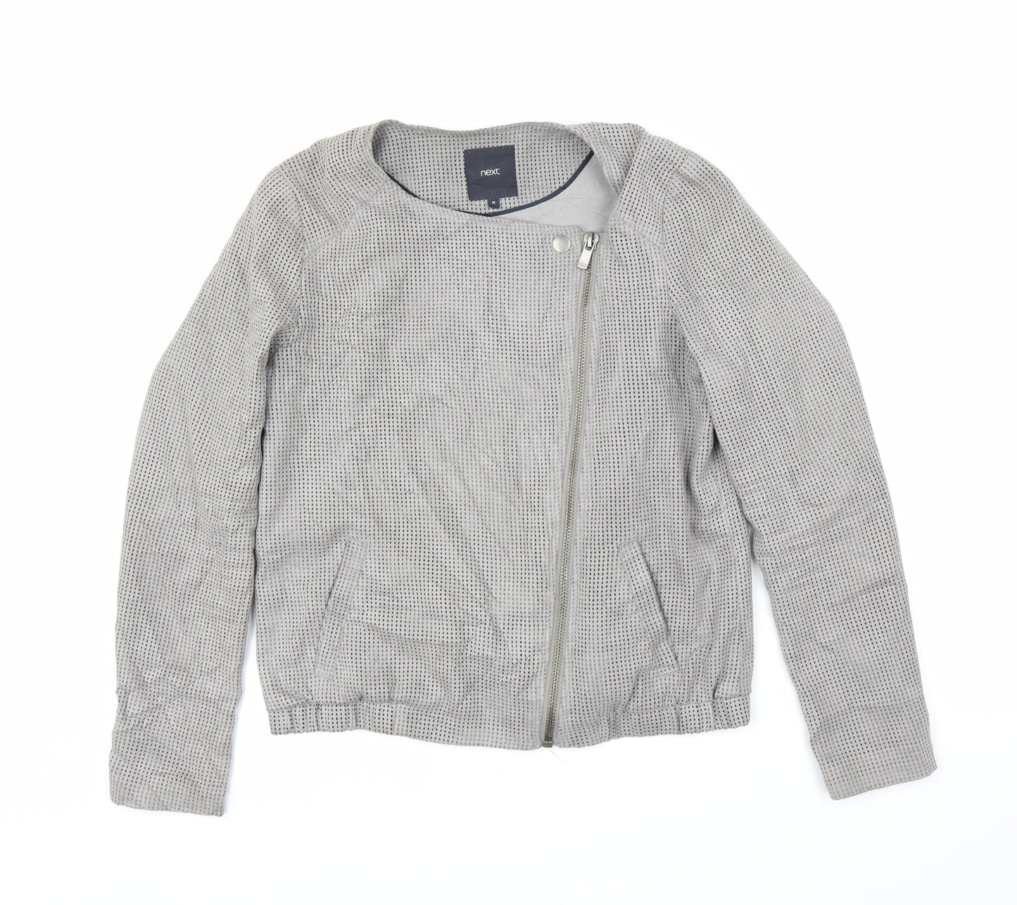 Womens UK Size 12 NEXT Grey Motorcycle Jacket