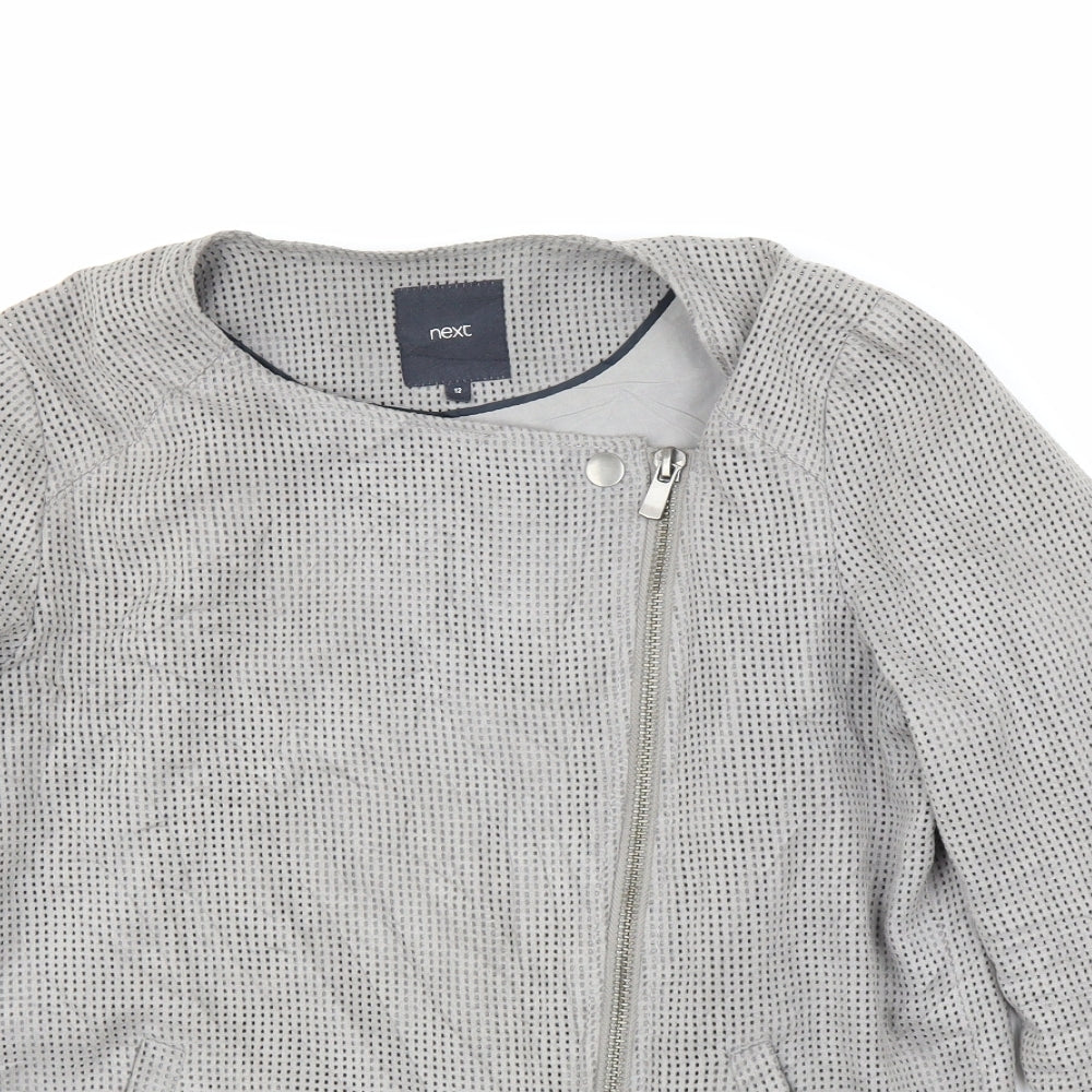 Womens UK Size 12 NEXT Grey Motorcycle Jacket