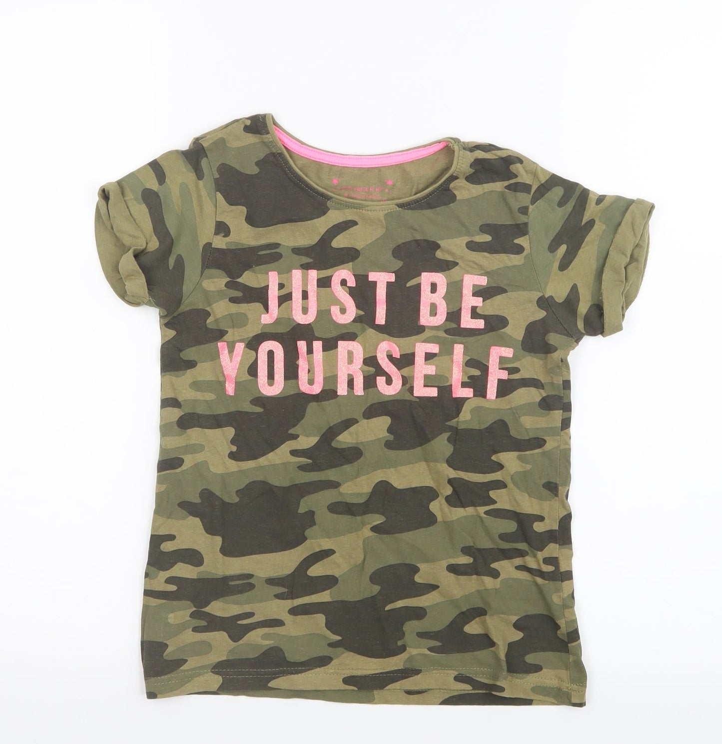 Primark Girls Green Camouflage  Basic T-Shirt Size 9-10 Years