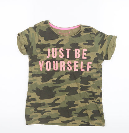 Primark Girls Green Camouflage  Basic T-Shirt Size 9-10 Years