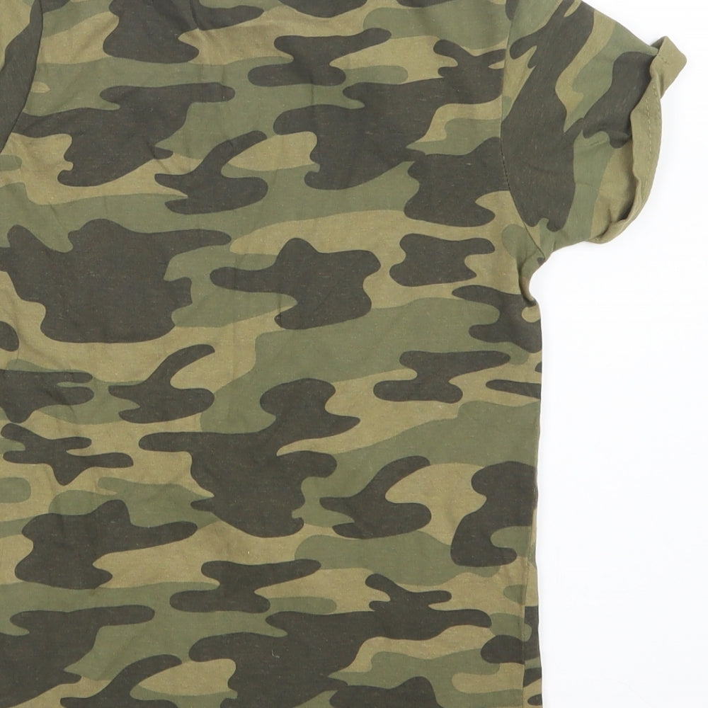 Primark Girls Green Camouflage  Basic T-Shirt Size 9-10 Years
