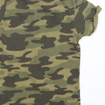 Primark Girls Green Camouflage  Basic T-Shirt Size 9-10 Years