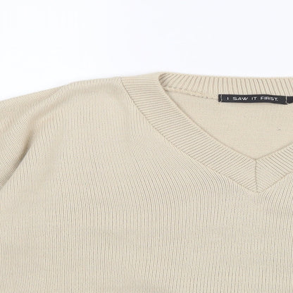 I SAW IT FIRST Womens Beige  Knit Pullover Jumper Size M