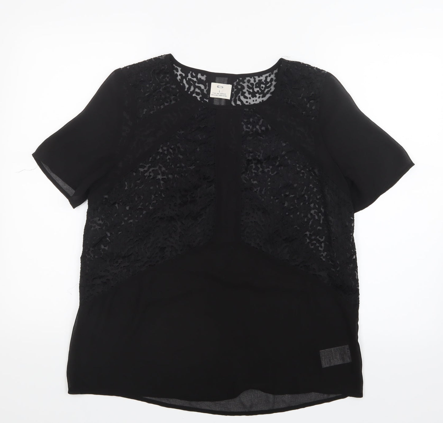 Pins & Needles Womens Black  Mesh Basic Blouse Size L