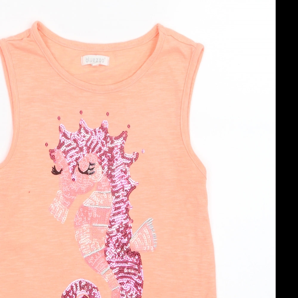 Blue Zoo Girls Orange   Basic Tank Size 9-10 Years  - Unicorn