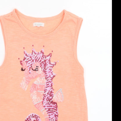 Blue Zoo Girls Orange   Basic Tank Size 9-10 Years  - Unicorn