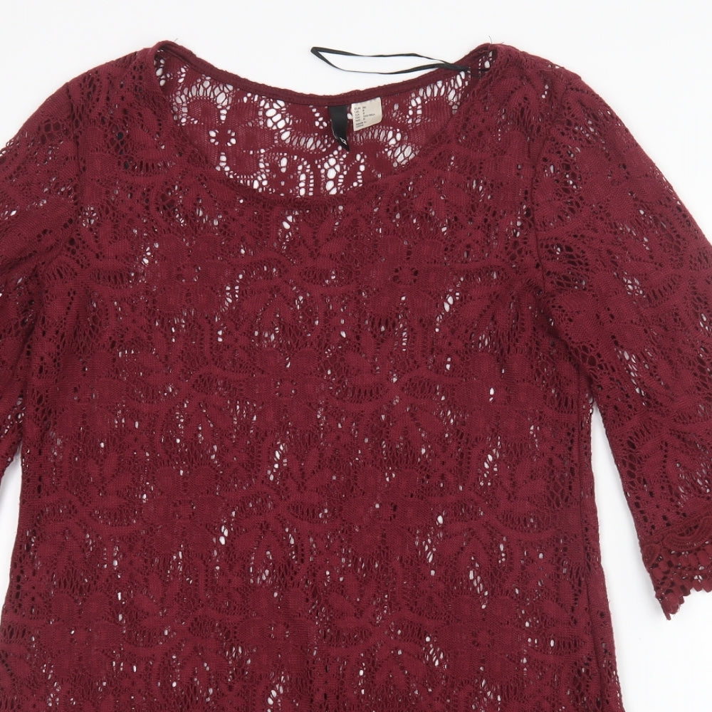 Divided by H&M Womens Red  Knit Basic Blouse Size 10