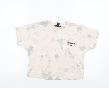 New Look Girls Grey Geometric  Basic T-Shirt Size 10-11 Years
