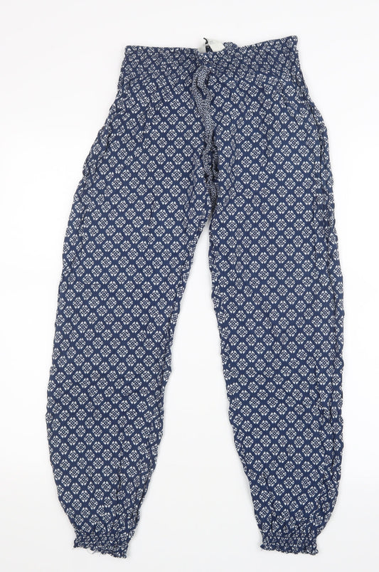 Love to Lounge Womens Blue Geometric  Trousers  Size 6 L26 in