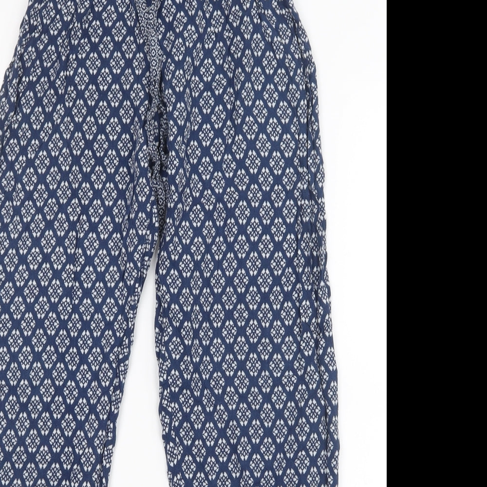 Love to Lounge Womens Blue Geometric  Trousers  Size 6 L26 in