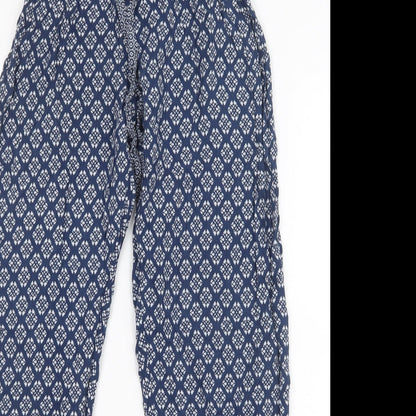 Love to Lounge Womens Blue Geometric  Trousers  Size 6 L26 in