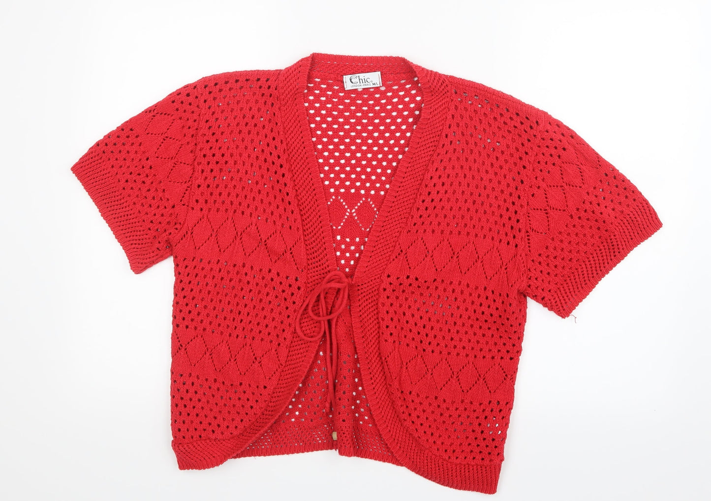 CHIC Womens Red  Knit Cardigan Jumper Size M