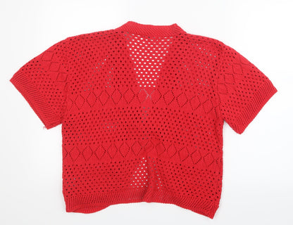 CHIC Womens Red  Knit Cardigan Jumper Size M