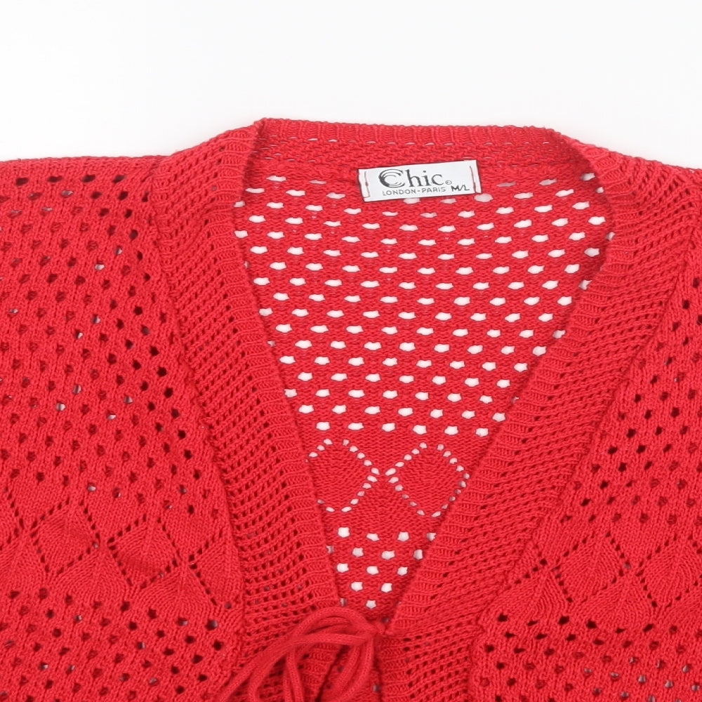 CHIC Womens Red  Knit Cardigan Jumper Size M