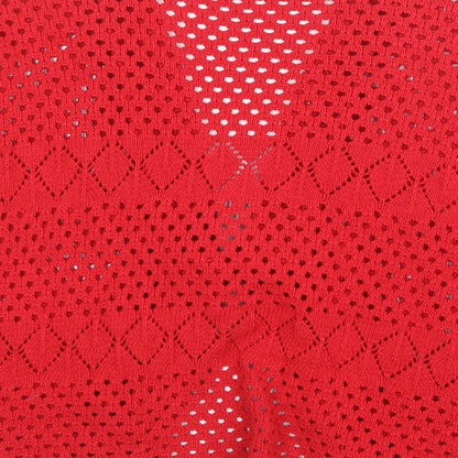 CHIC Womens Red  Knit Cardigan Jumper Size M
