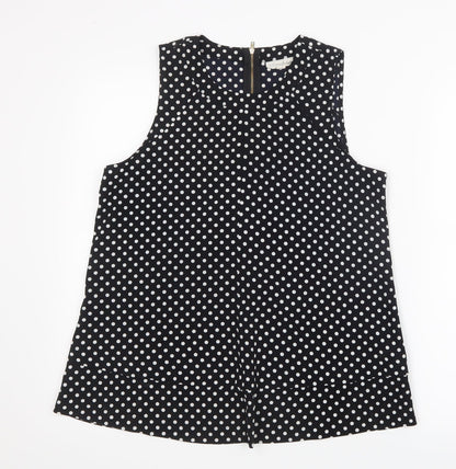 Maison Jules Womens Black Polka Dot  Basic Blouse Size M