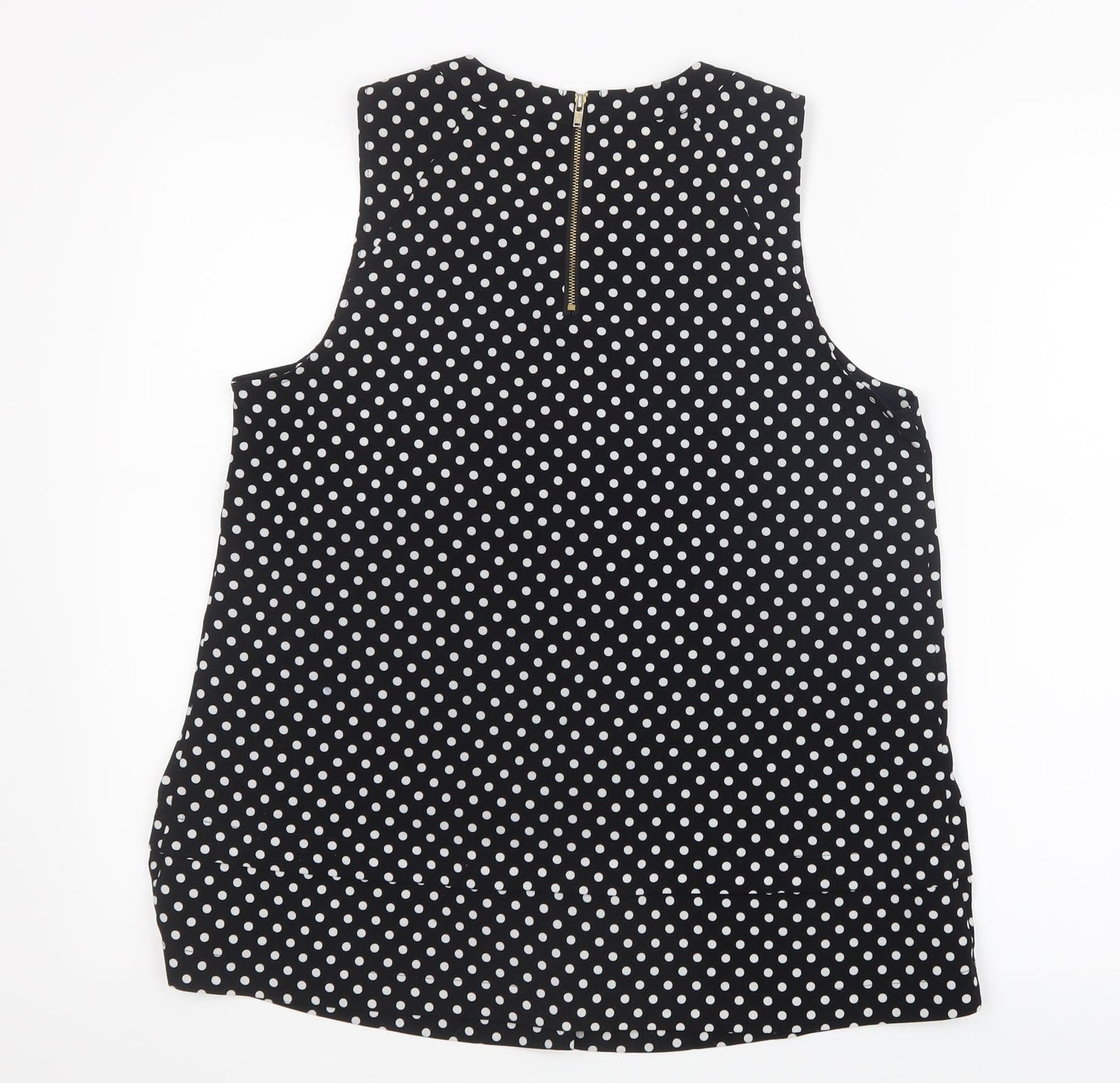 Maison Jules Womens Black Polka Dot  Basic Blouse Size M
