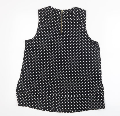 Maison Jules Womens Black Polka Dot  Basic Blouse Size M