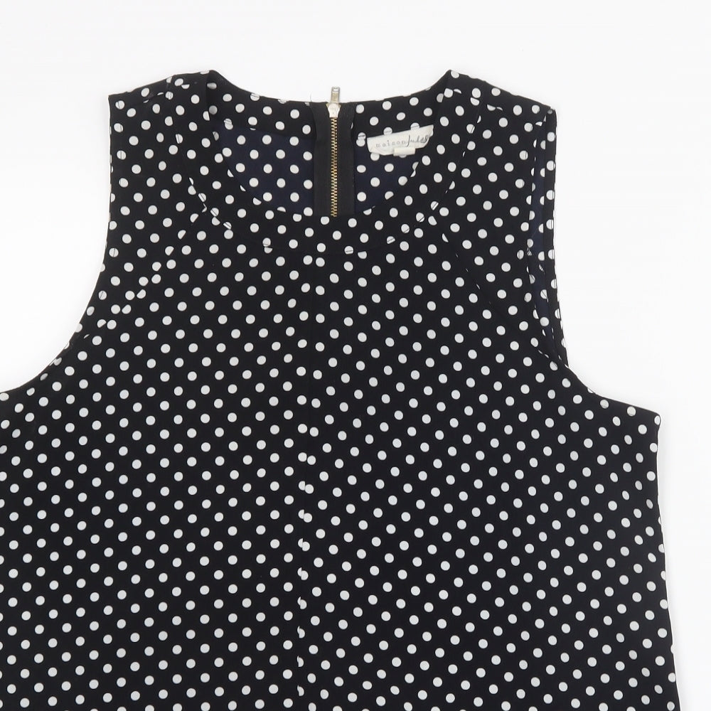 Maison Jules Womens Black Polka Dot  Basic Blouse Size M