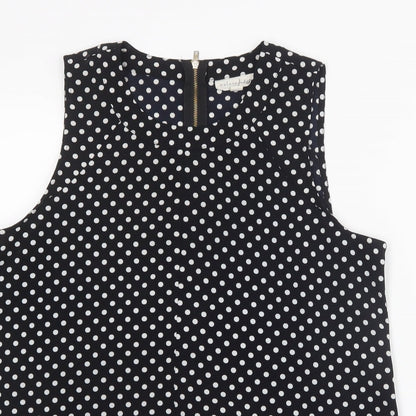 Maison Jules Womens Black Polka Dot  Basic Blouse Size M