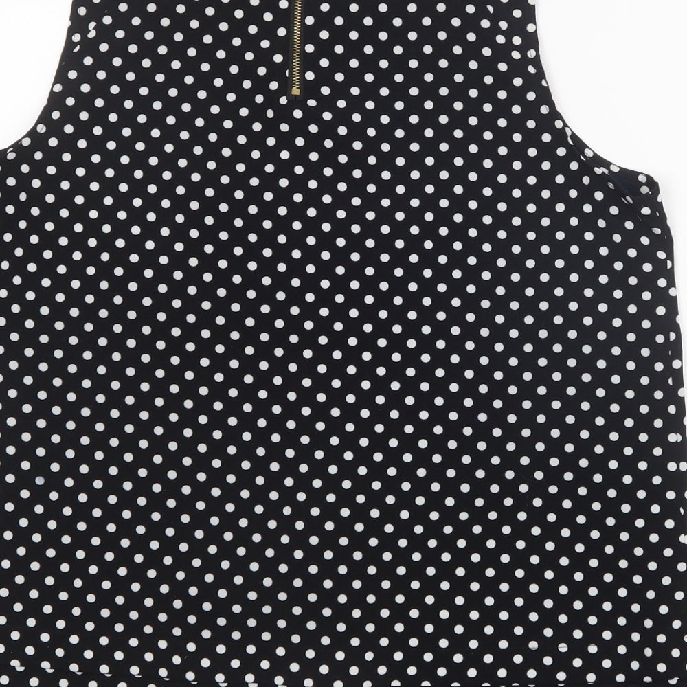 Maison Jules Womens Black Polka Dot  Basic Blouse Size M