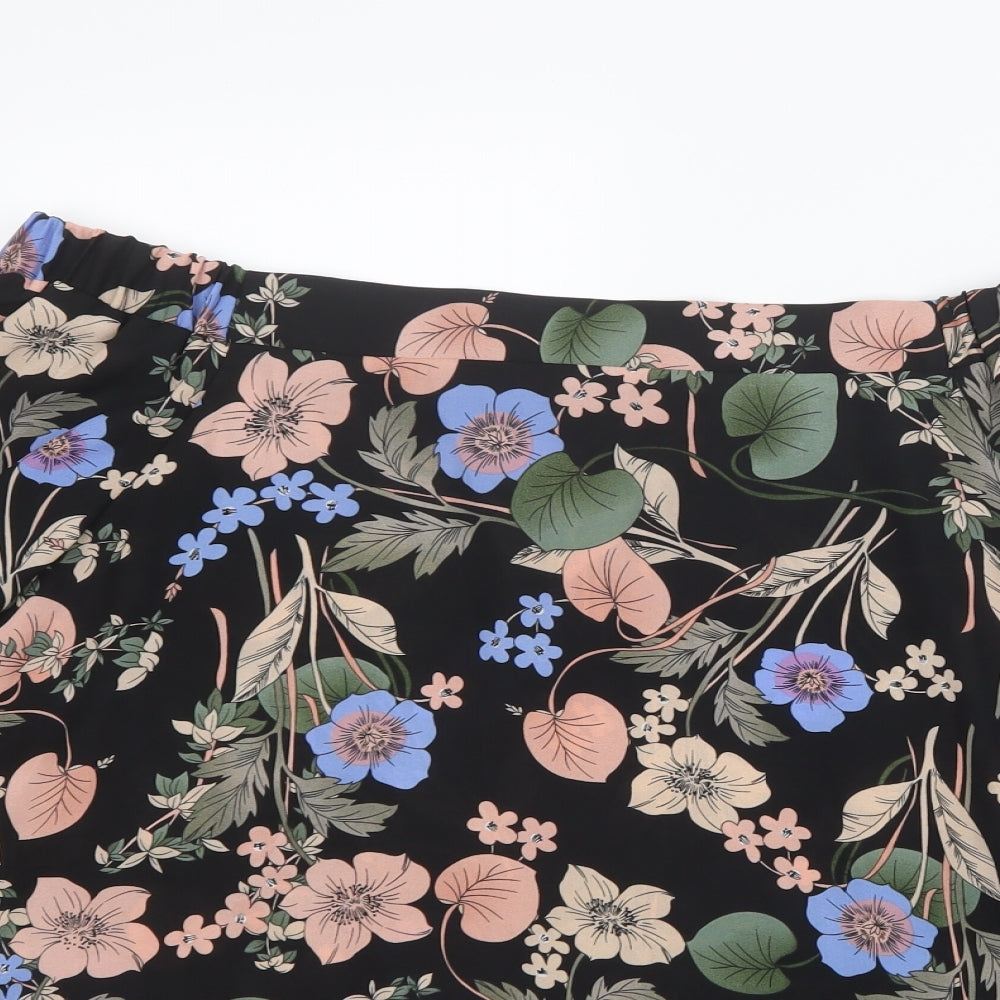 F&F Womens Black Floral Mesh Basic Blouse Size 10