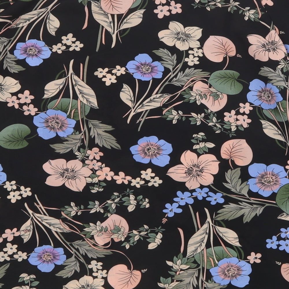 F&F Womens Black Floral Mesh Basic Blouse Size 10