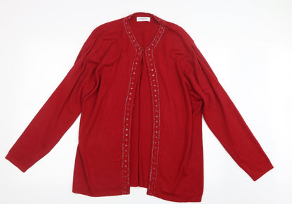 Fabrizio Womens Red  Knit Cardigan Jumper Size M