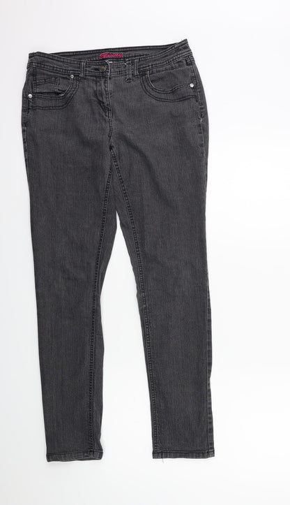 Debenhams Womens Grey  Denim Skinny Jeans Size 12 L29 in