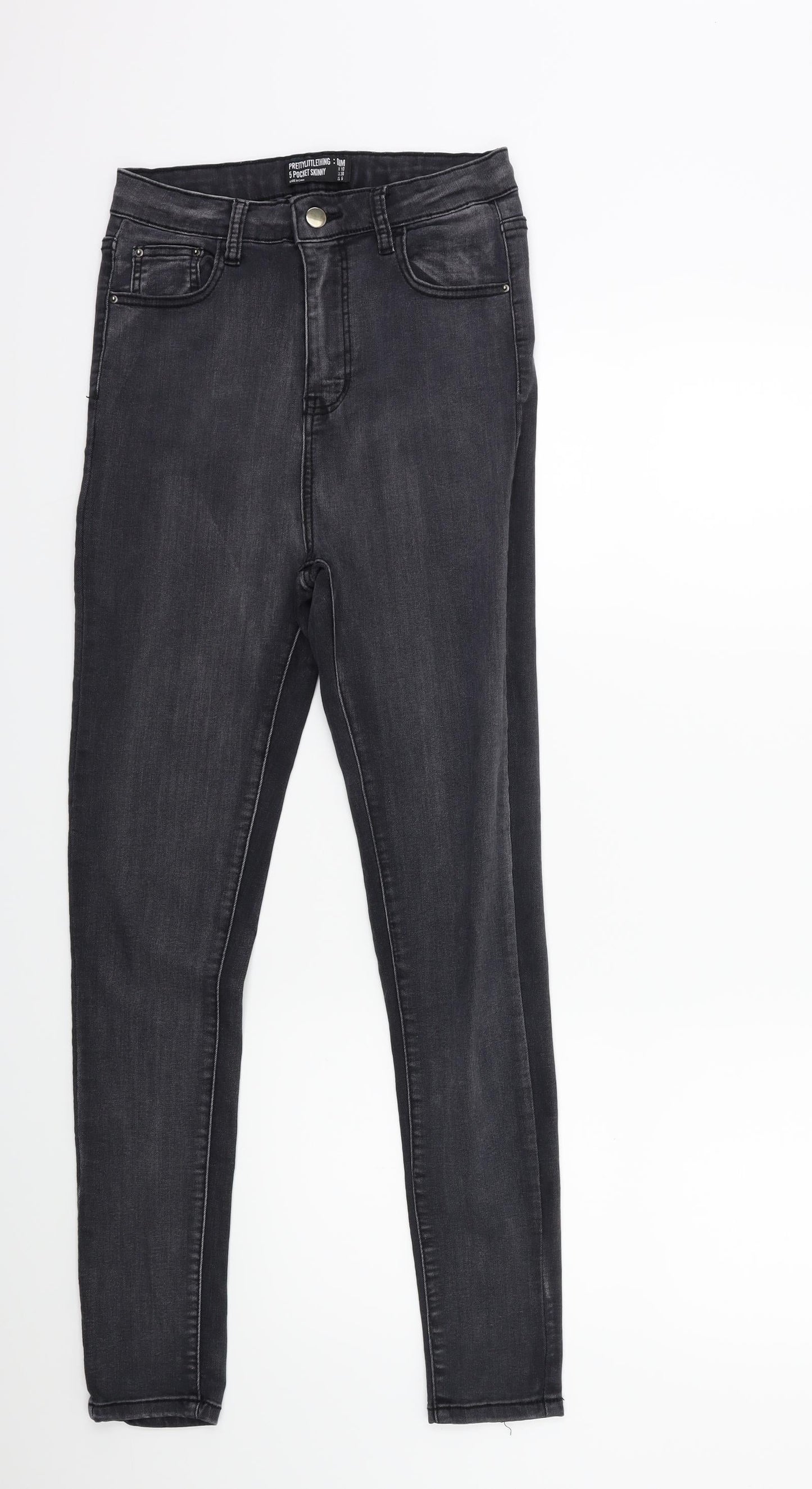 PRETTYLITTLETHING Womens Grey  Denim Skinny Jeans Size 10 L27 in