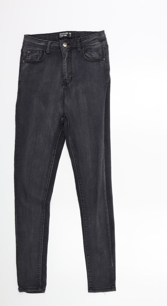 PRETTYLITTLETHING Womens Grey  Denim Skinny Jeans Size 10 L27 in