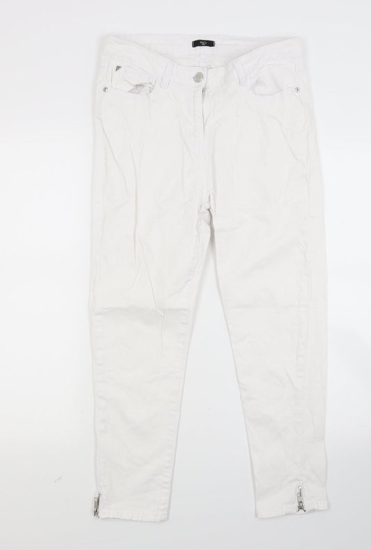 M&Co Womens White  Denim Skinny Jeans Size 12 L23 in