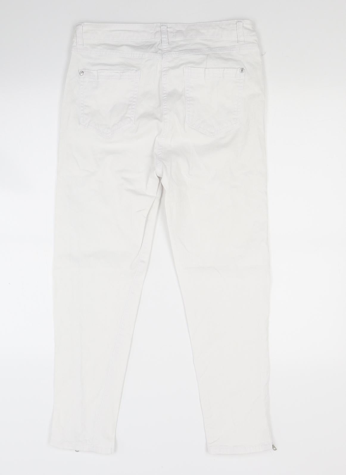 M&Co Womens White  Denim Skinny Jeans Size 12 L23 in