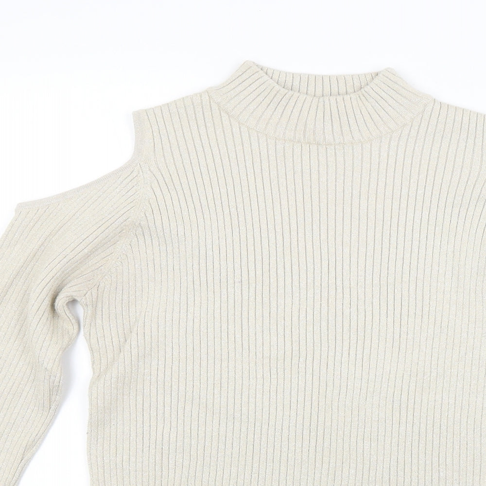 New Look Womens Beige  Knit Pullover Jumper Size 18  - Open Shoulders