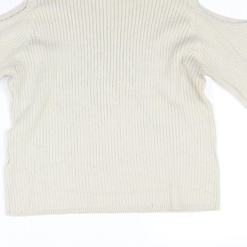 New Look Womens Beige  Knit Pullover Jumper Size 18  - Open Shoulders