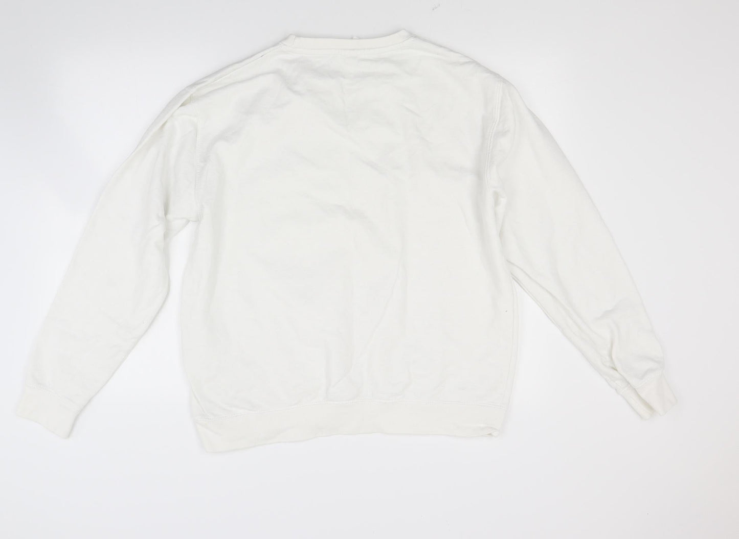 Just hoods Womens White  Blended Fabric Pullover Sweatshirt Size L  - Pregasaurus