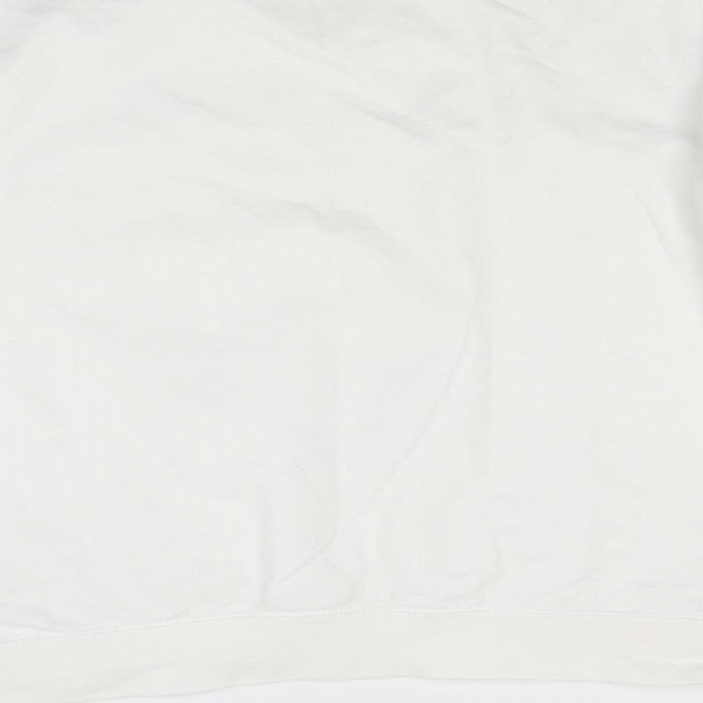 Just hoods Womens White  Blended Fabric Pullover Sweatshirt Size L  - Pregasaurus