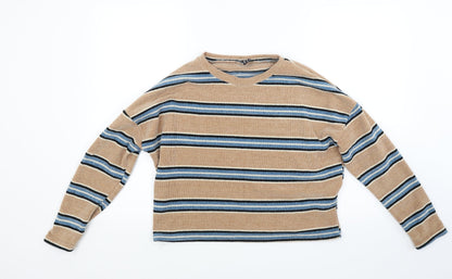 New Look Womens Brown Striped Knit Pullover Jumper Size M