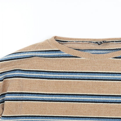 New Look Womens Brown Striped Knit Pullover Jumper Size M