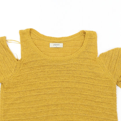 Papaya Womens Yellow   Pullover Jumper Size 12  - Open Shoulders