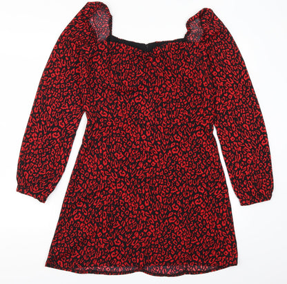 Bershka Womens Red Animal Print  A-Line  Size L