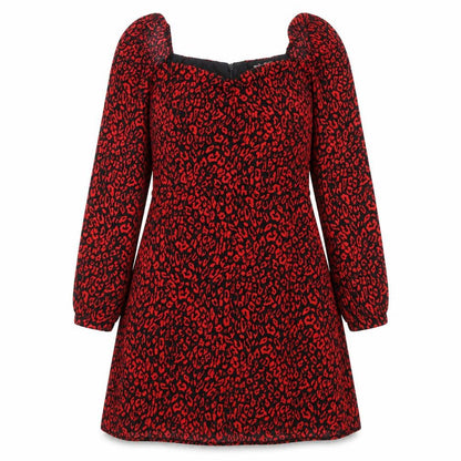 Bershka Womens Red Animal Print  A-Line  Size L