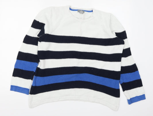 Kenar Womens Blue Striped  Pullover Jumper Size XL