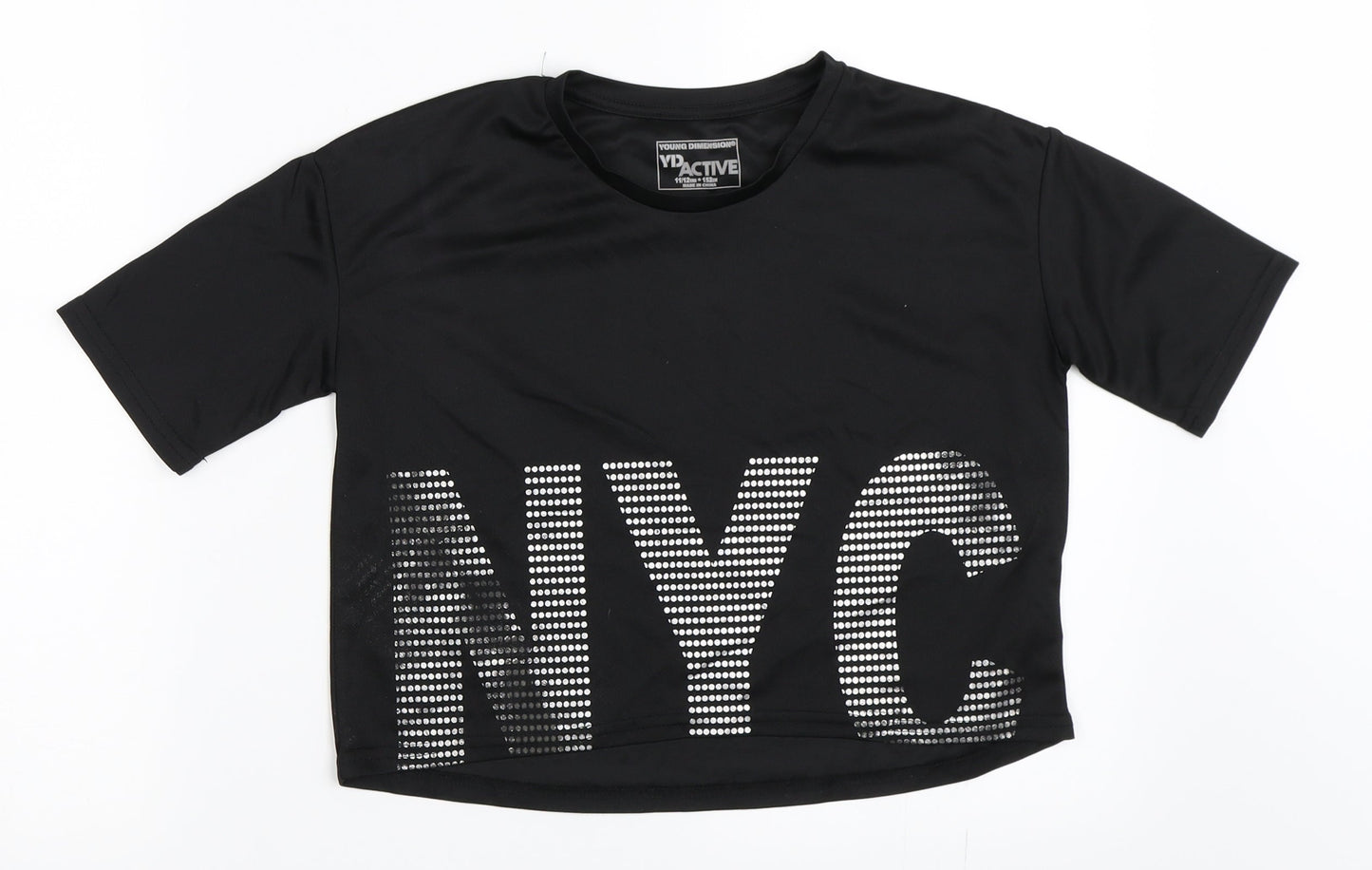 Young Dimension Girls Black   Basic T-Shirt Size 11-12 Years  - Activewear Top