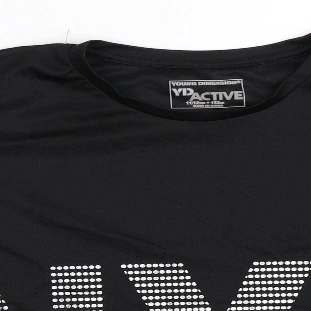 Young Dimension Girls Black   Basic T-Shirt Size 11-12 Years  - Activewear Top