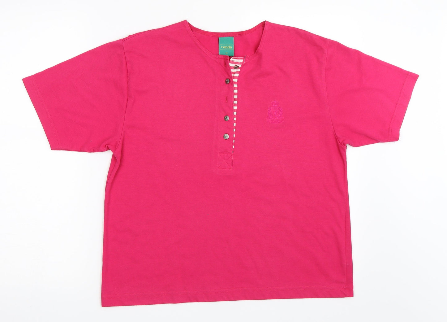 Womens UK Size 16 Canada Pink Basic T-Shirt